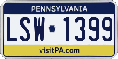 PA license plate LSW1399