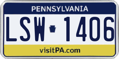 PA license plate LSW1406