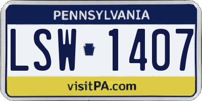 PA license plate LSW1407