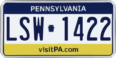 PA license plate LSW1422