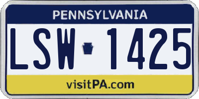 PA license plate LSW1425