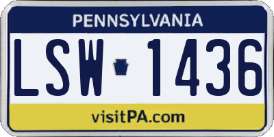 PA license plate LSW1436