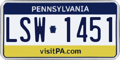 PA license plate LSW1451