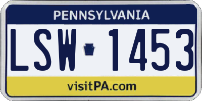 PA license plate LSW1453