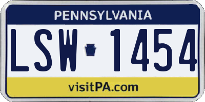 PA license plate LSW1454