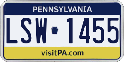 PA license plate LSW1455