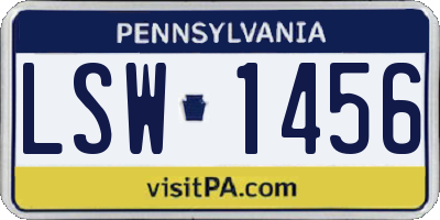 PA license plate LSW1456