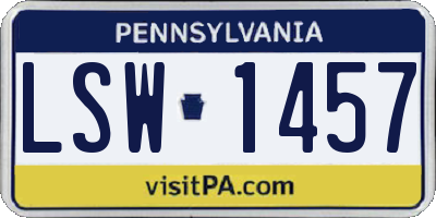 PA license plate LSW1457