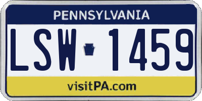 PA license plate LSW1459