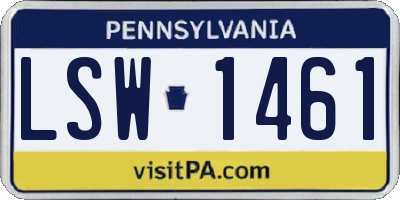 PA license plate LSW1461