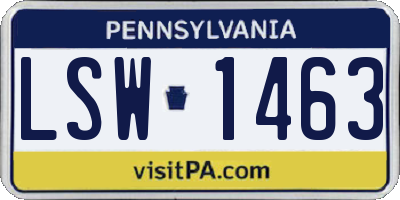 PA license plate LSW1463