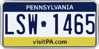 PA license plate LSW1465