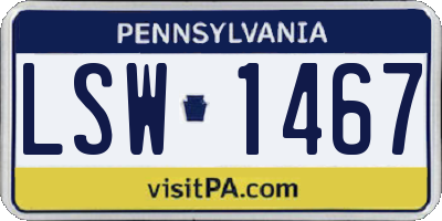 PA license plate LSW1467