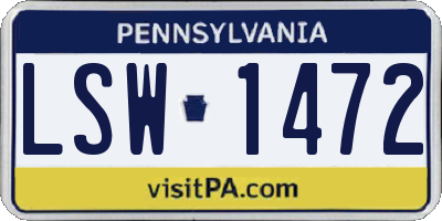 PA license plate LSW1472