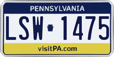 PA license plate LSW1475