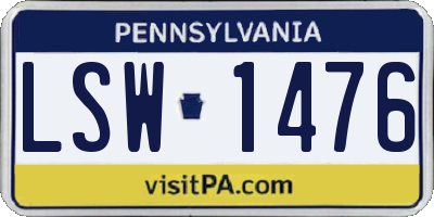 PA license plate LSW1476