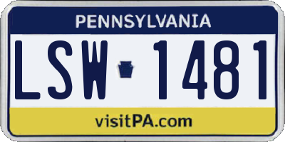 PA license plate LSW1481