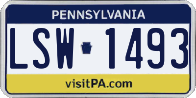 PA license plate LSW1493