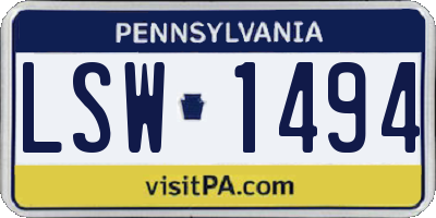 PA license plate LSW1494