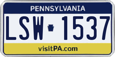 PA license plate LSW1537