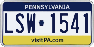 PA license plate LSW1541