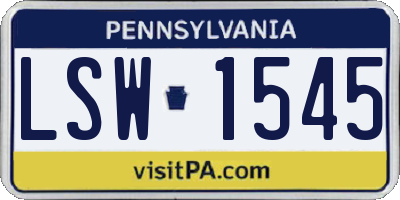 PA license plate LSW1545