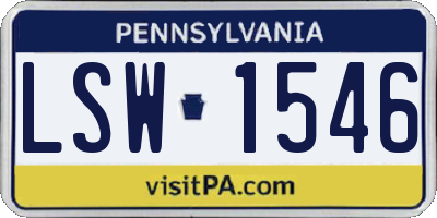 PA license plate LSW1546
