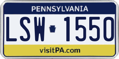 PA license plate LSW1550