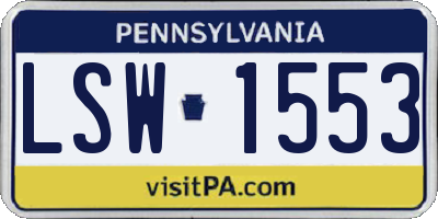 PA license plate LSW1553