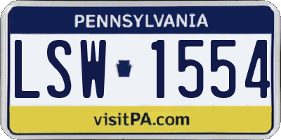 PA license plate LSW1554