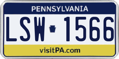 PA license plate LSW1566