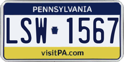PA license plate LSW1567