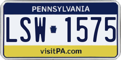 PA license plate LSW1575