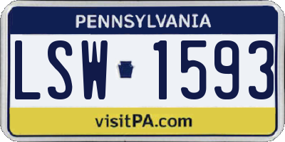 PA license plate LSW1593