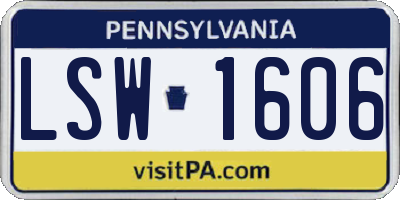 PA license plate LSW1606