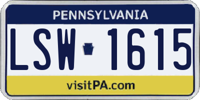 PA license plate LSW1615
