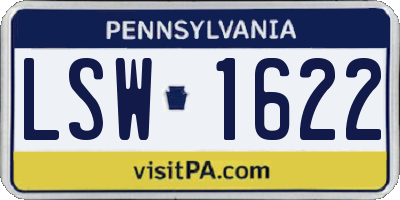 PA license plate LSW1622
