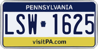 PA license plate LSW1625
