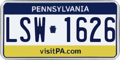 PA license plate LSW1626