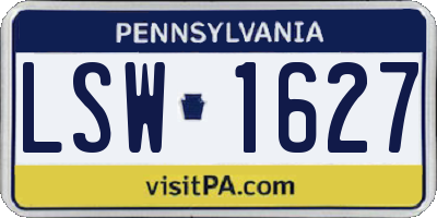 PA license plate LSW1627