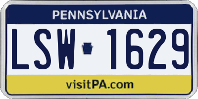 PA license plate LSW1629