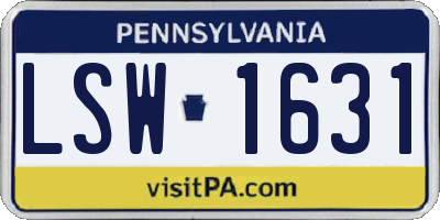 PA license plate LSW1631