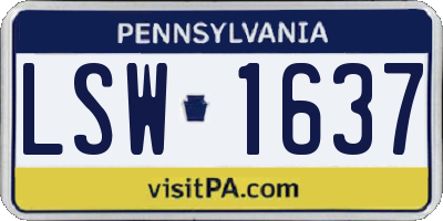 PA license plate LSW1637