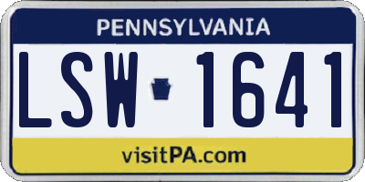 PA license plate LSW1641