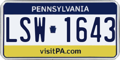 PA license plate LSW1643