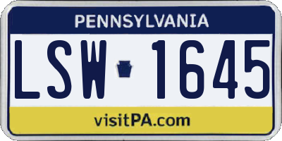 PA license plate LSW1645