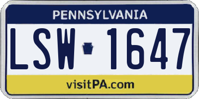 PA license plate LSW1647