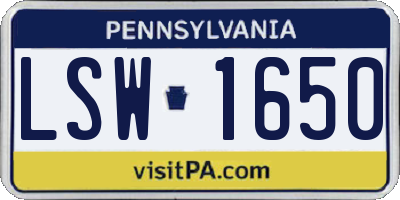 PA license plate LSW1650