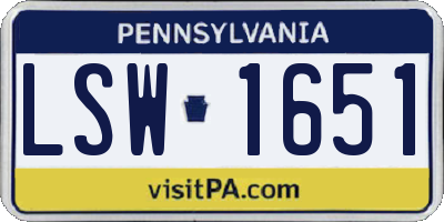 PA license plate LSW1651