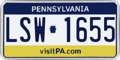 PA license plate LSW1655